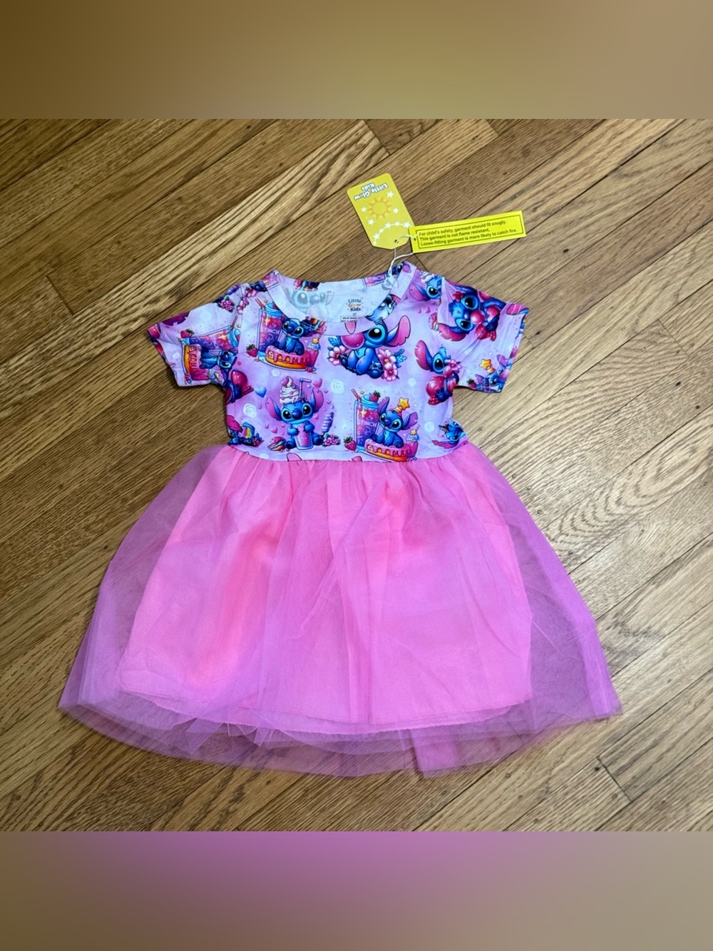 NWT Little Glow Kids Disney Stitch Bamboo Dress Pink Tulle Skirt size 2T
